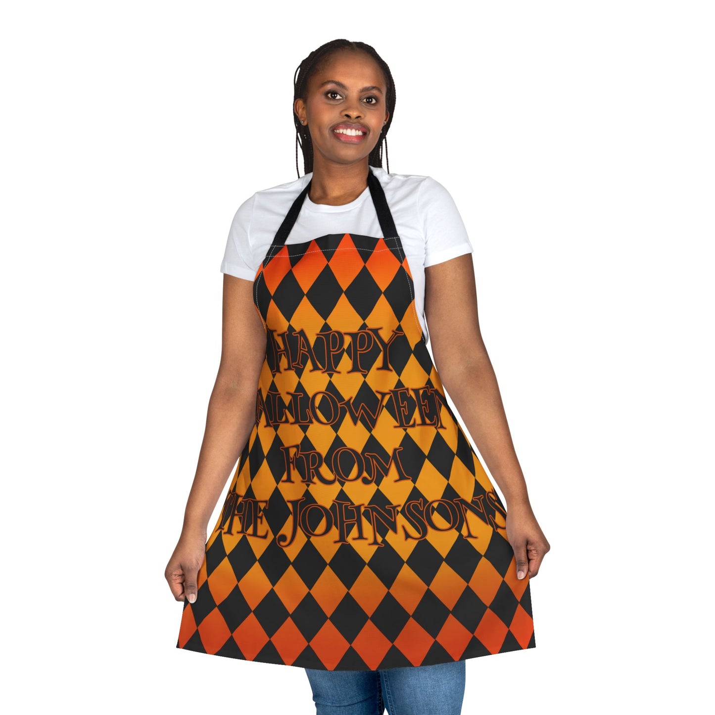 Diamond Shape Happy Halloween Name Apron