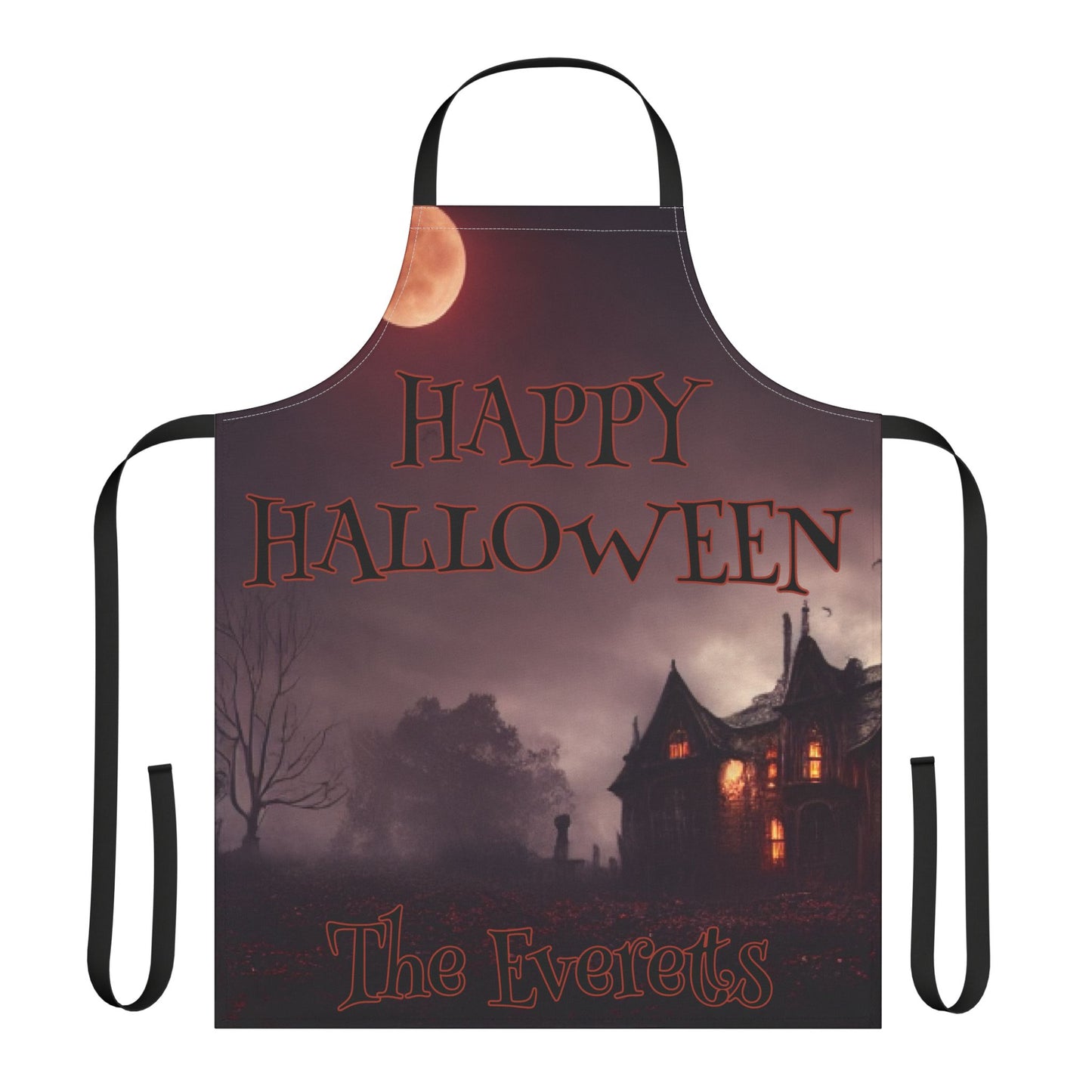 Happy Halloween Moon House Name Apron
