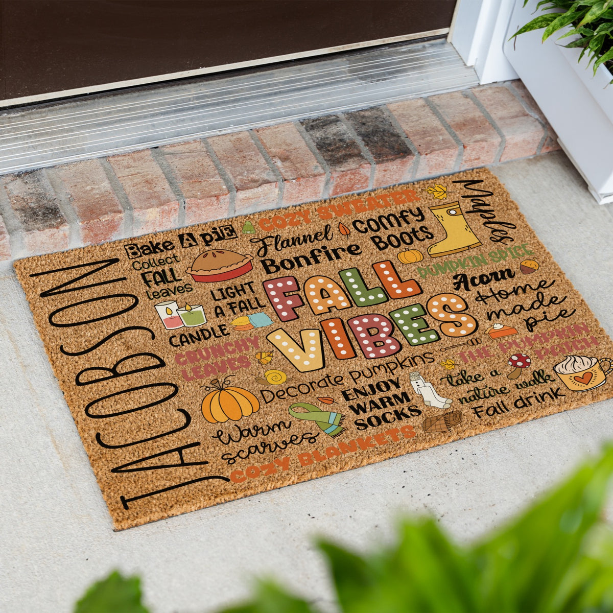 Fall Words Collage Name Doormat