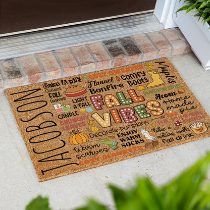 Fall Words Collage Name Doormat