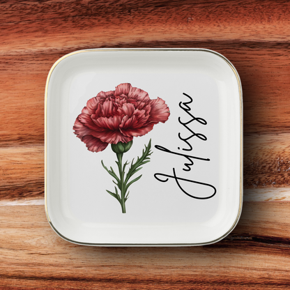 Birth Flower Name Jewelry Dish