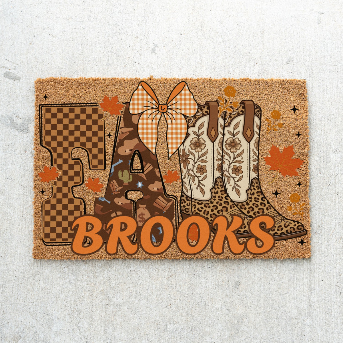 Fall Boots Name UV Printed Doormat