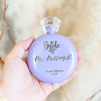 Bridal Party Round Glam Flask - Laser Etched