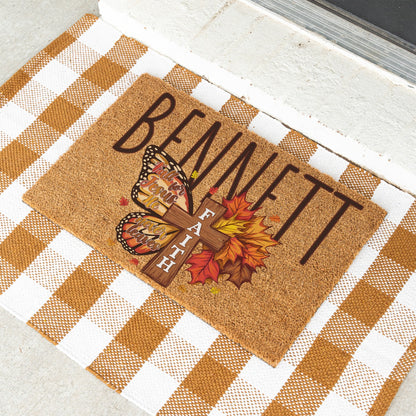 Fall For Jesus Faith Cross Name Doormat