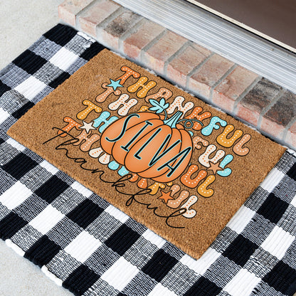 Colorful Thankfuls Name UV Printed Doormat