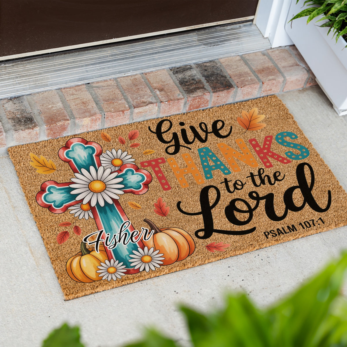 Thanks To The Lord Name Doormat