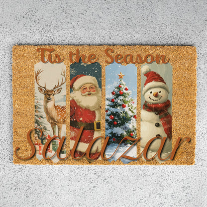 Tis the Season Vintage Name Doormat
