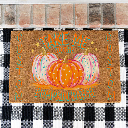 Take Me Bright Pumpkins Names Doormat