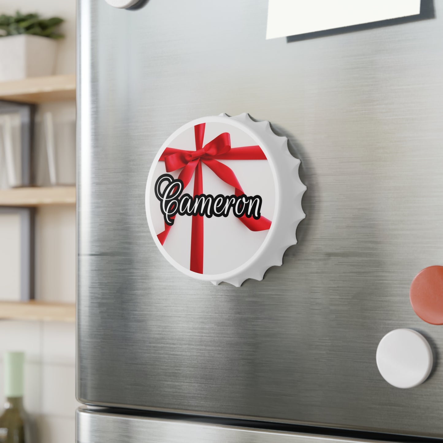 Red Bow Name Bottle Opener
