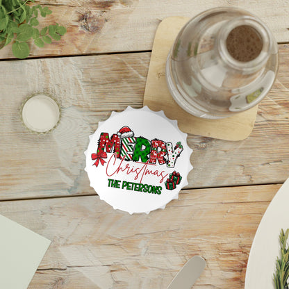 Merry Christmas Name Bottle Opener