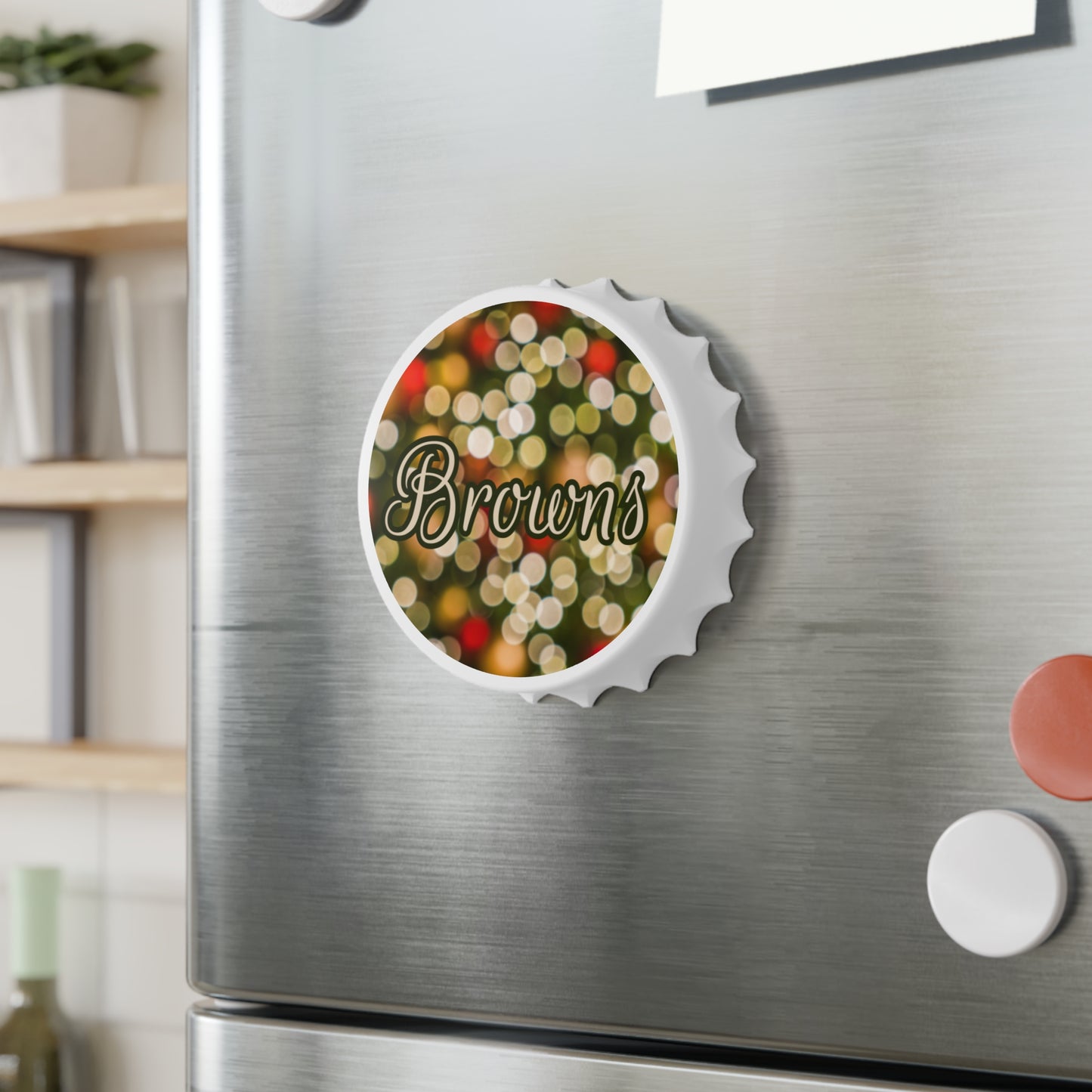 Red Blurred Lights Name Bottle Opener