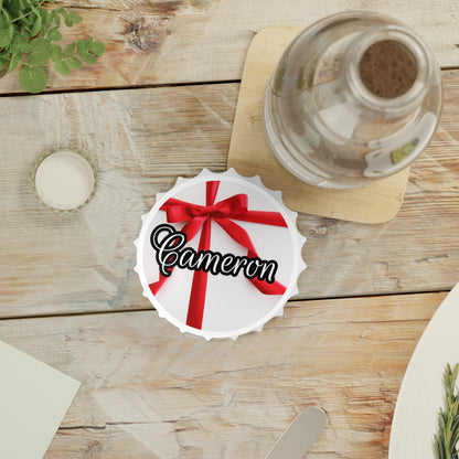 Red Bow Name Bottle Opener