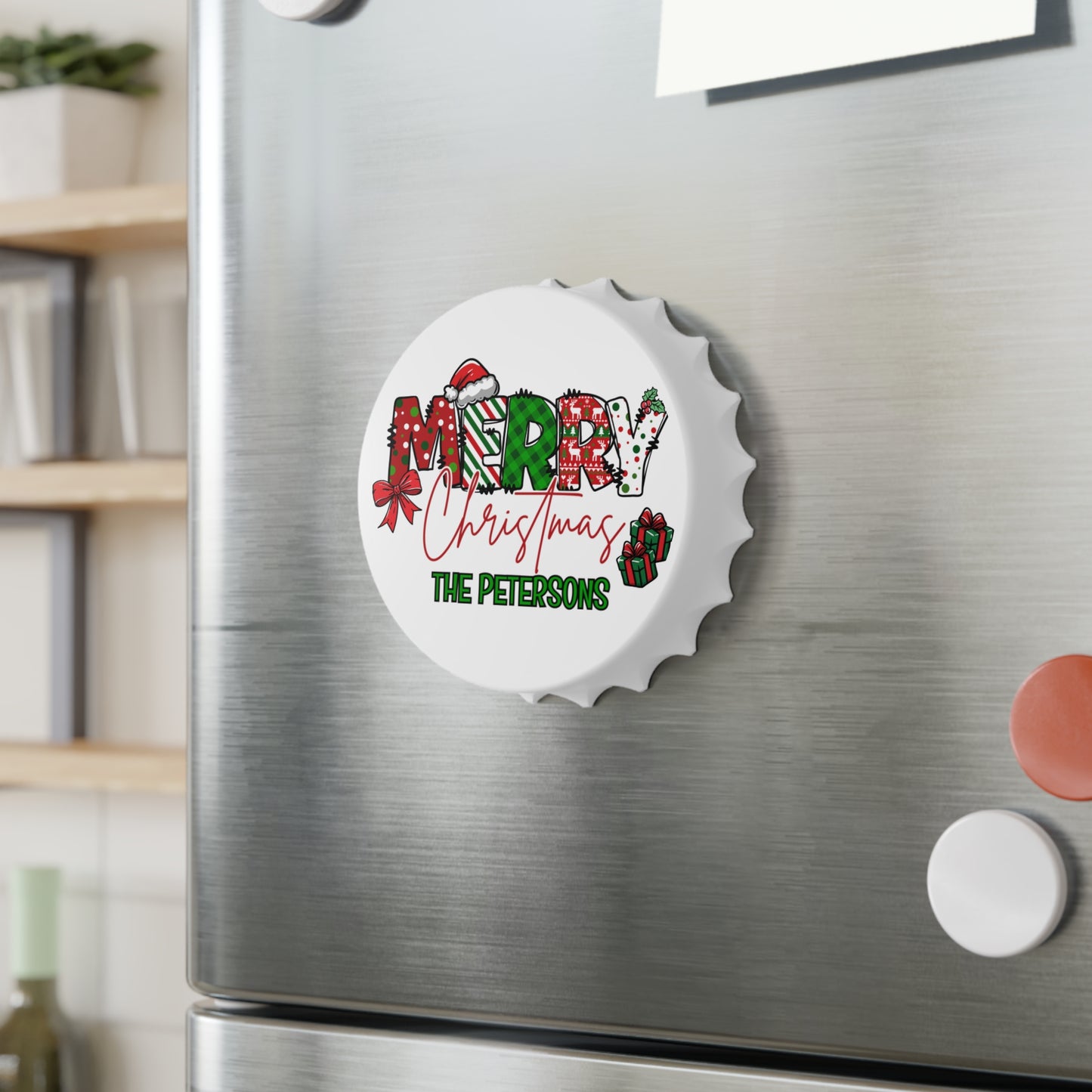 Merry Christmas Name Bottle Opener