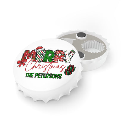 Merry Christmas Name Bottle Opener