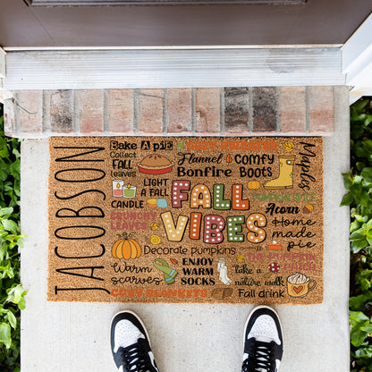 Fall Words Collage Name Doormat