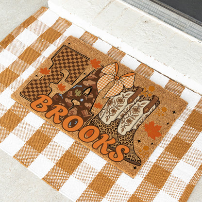 Fall Boots Name UV Printed Doormat