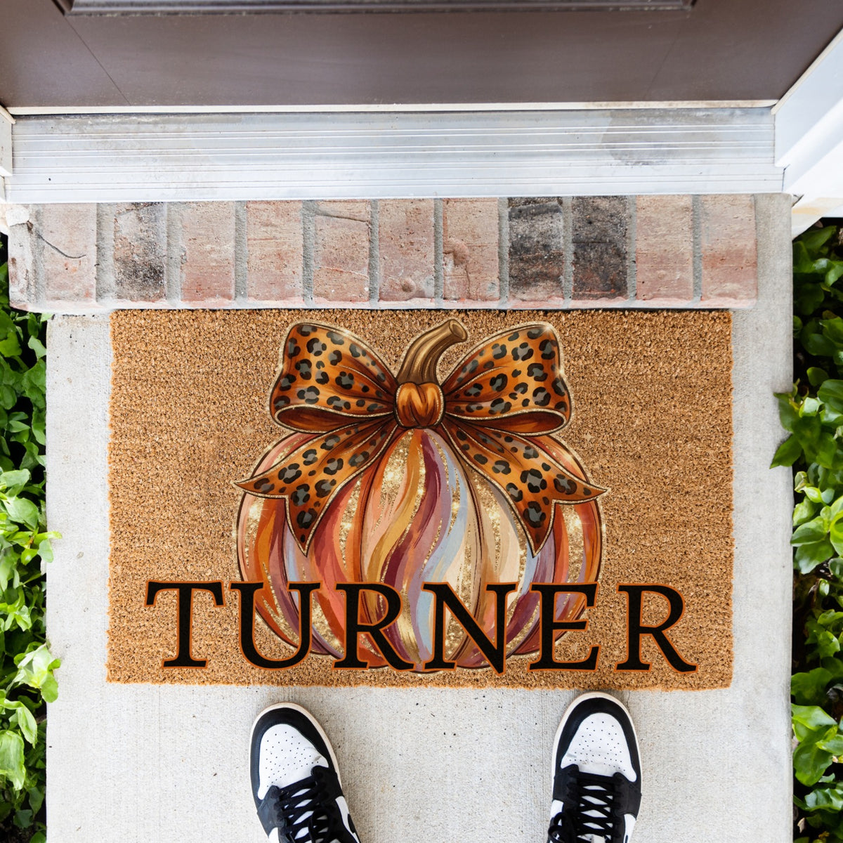 "Glitter" Pumpkin Name UV Printed Doormat