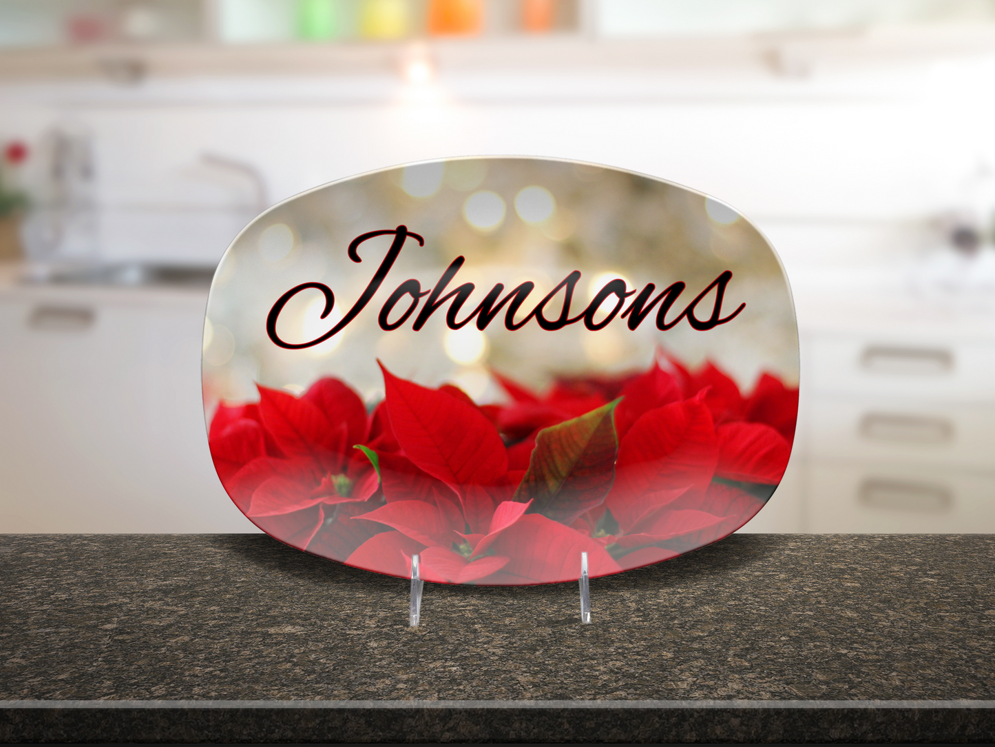 Poinsettas Name Platter