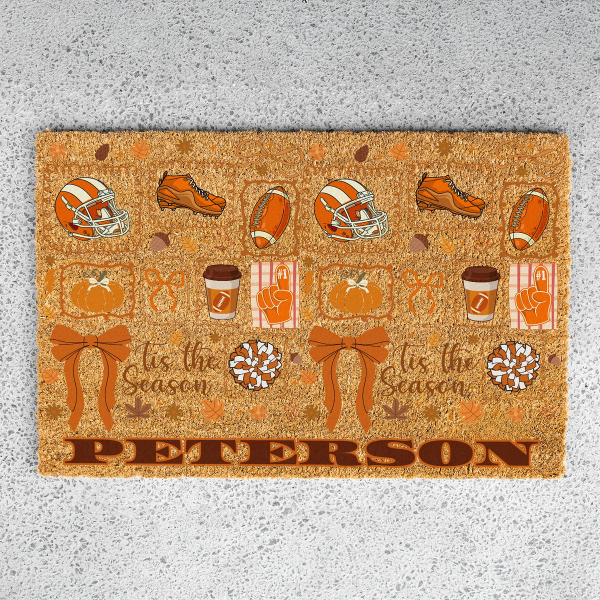 Fall Football Tis The Season Name UV Printed Doormat