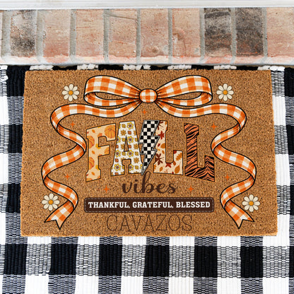 Fall Vibes Bow Name UV Printed Doormat