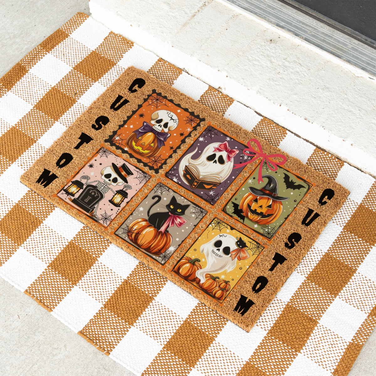 Halloween Squares Names Doormat