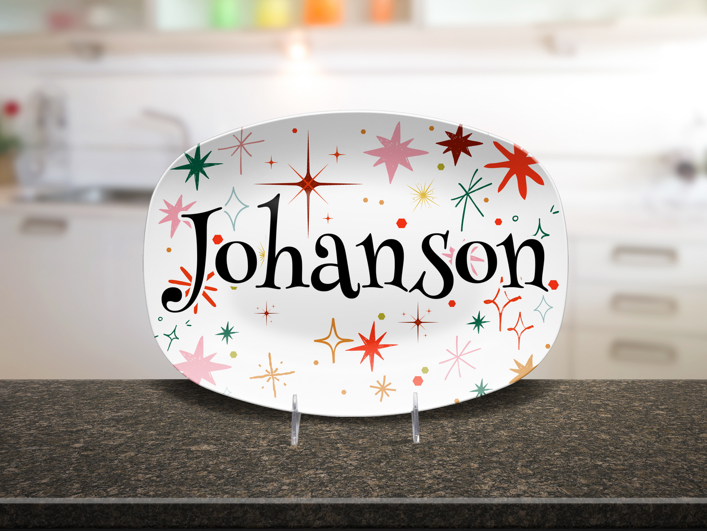 Colorful Star Sparkles Name Platter