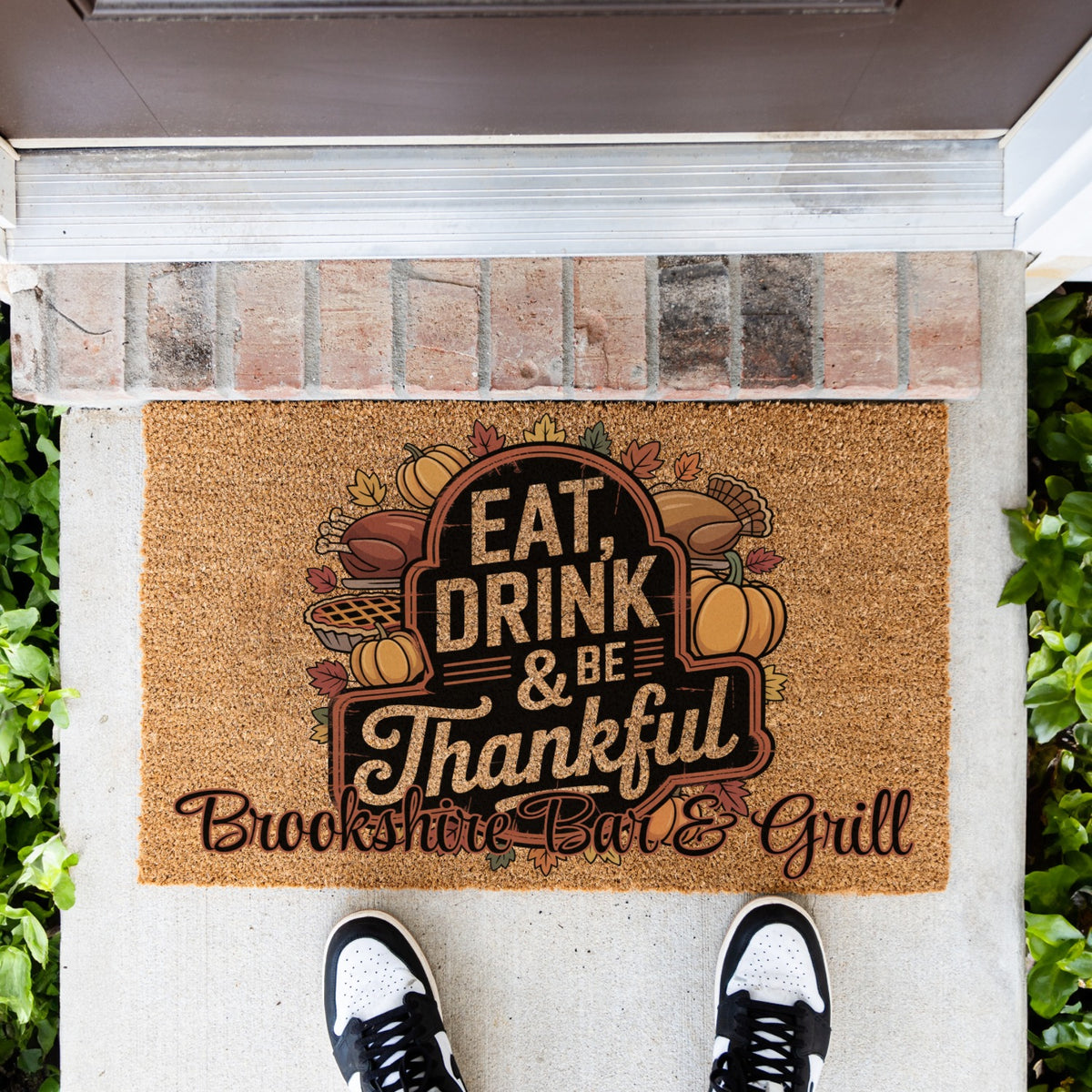 Eat Drink Be Thankful Name Doormat