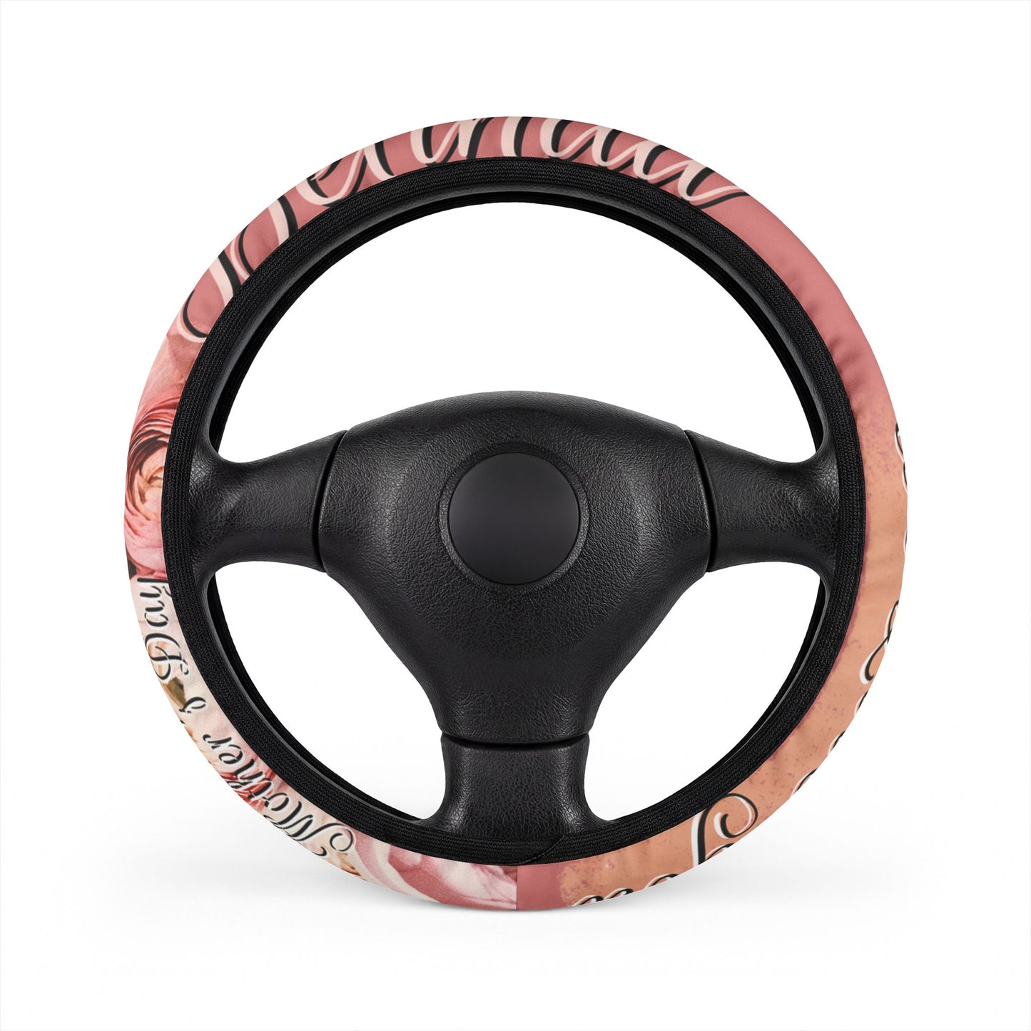 Pink Roses Mother's Day Car Steering Wheel Cover