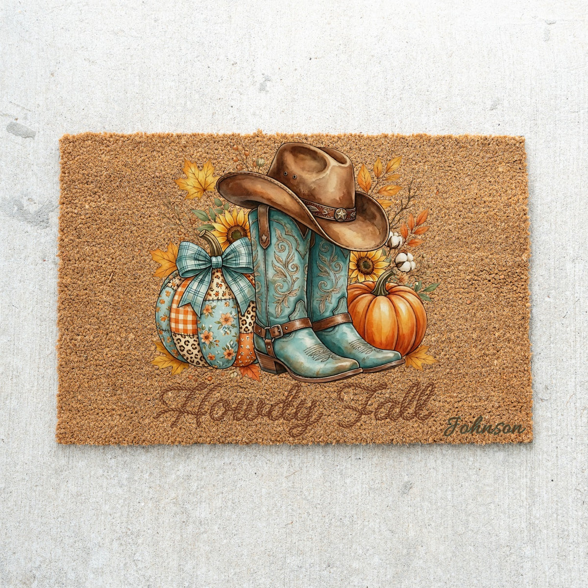 Howdy Fall Name UV Printed Doormat