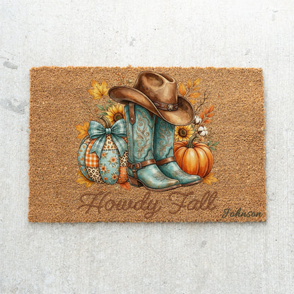 Howdy Fall Name UV Printed Doormat