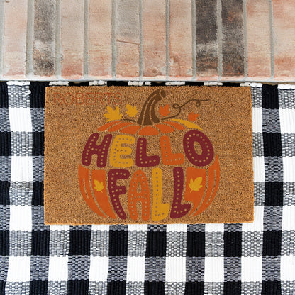 Hello Fall Pumpkin Name Doormat