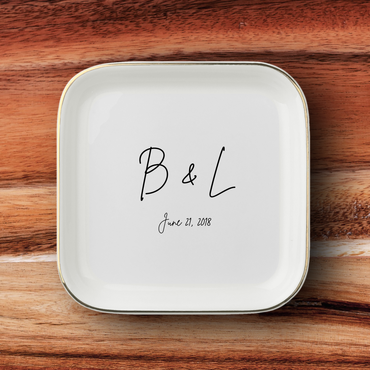 Initials Date Jewelry Dish