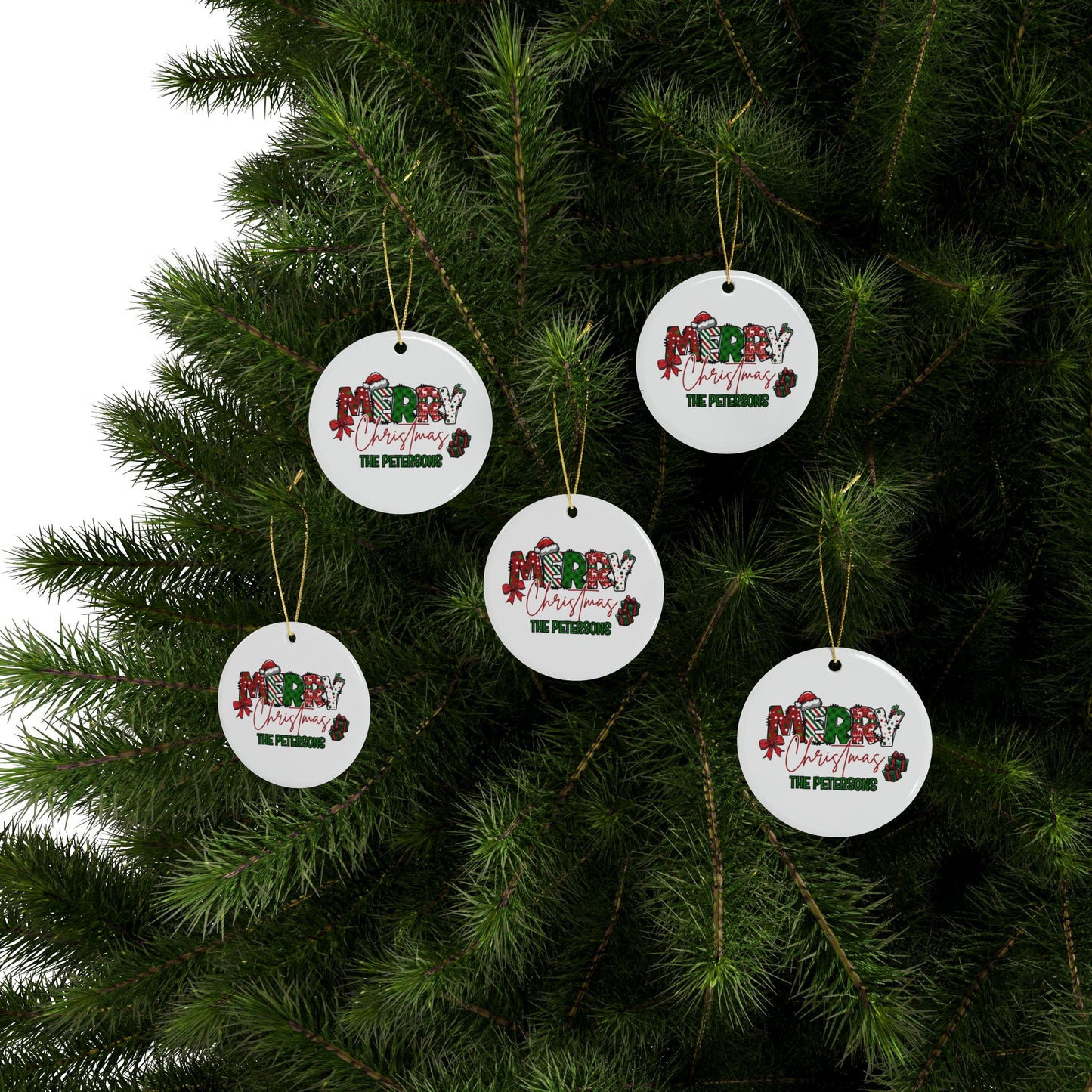 Merry Christmas Name Ceramic Ornaments (1pcs, 5pcs, 10pcs, 20pcs)