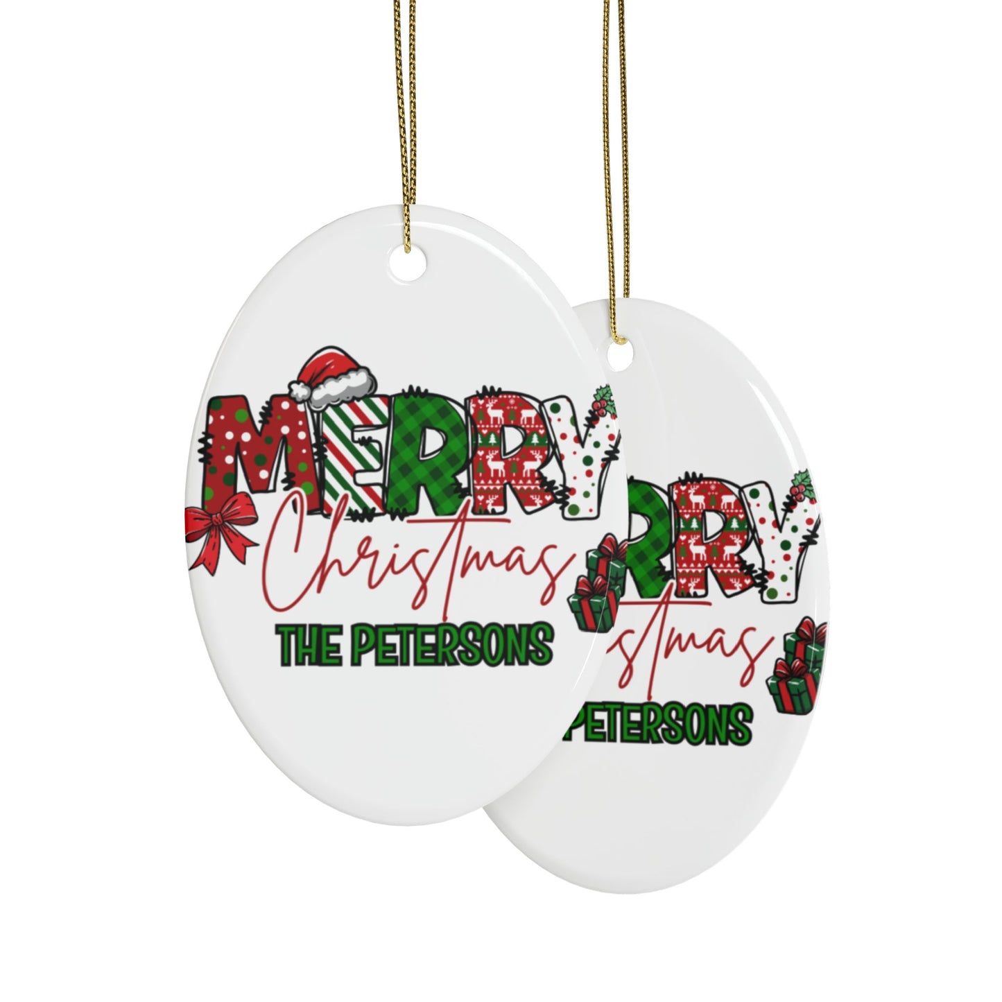 Merry Christmas Name Ceramic Ornaments (1pcs, 5pcs, 10pcs, 20pcs)