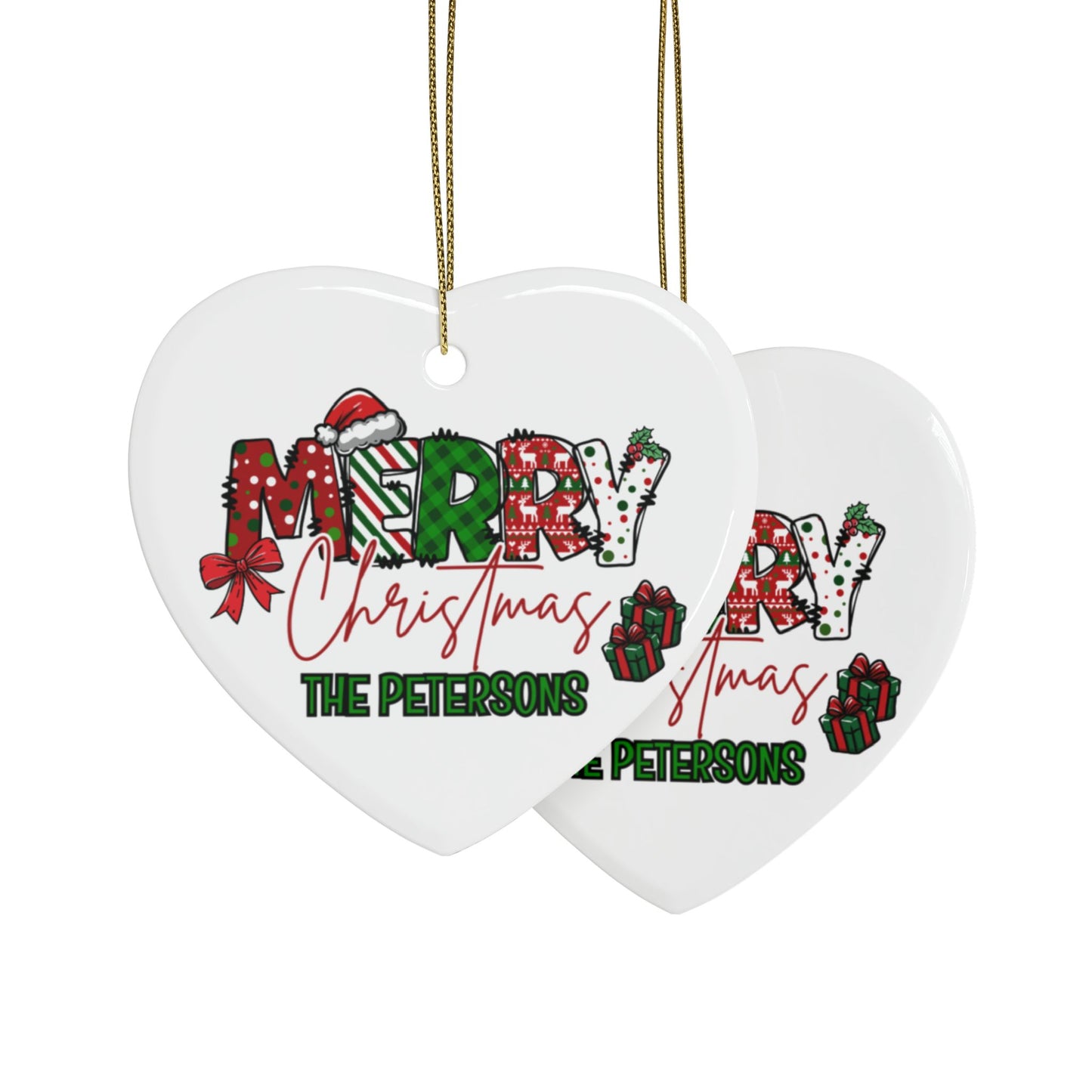 Merry Christmas Name Ceramic Ornaments (1pcs, 5pcs, 10pcs, 20pcs)