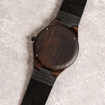 Custom Text Wood Watch - Laser Engraved