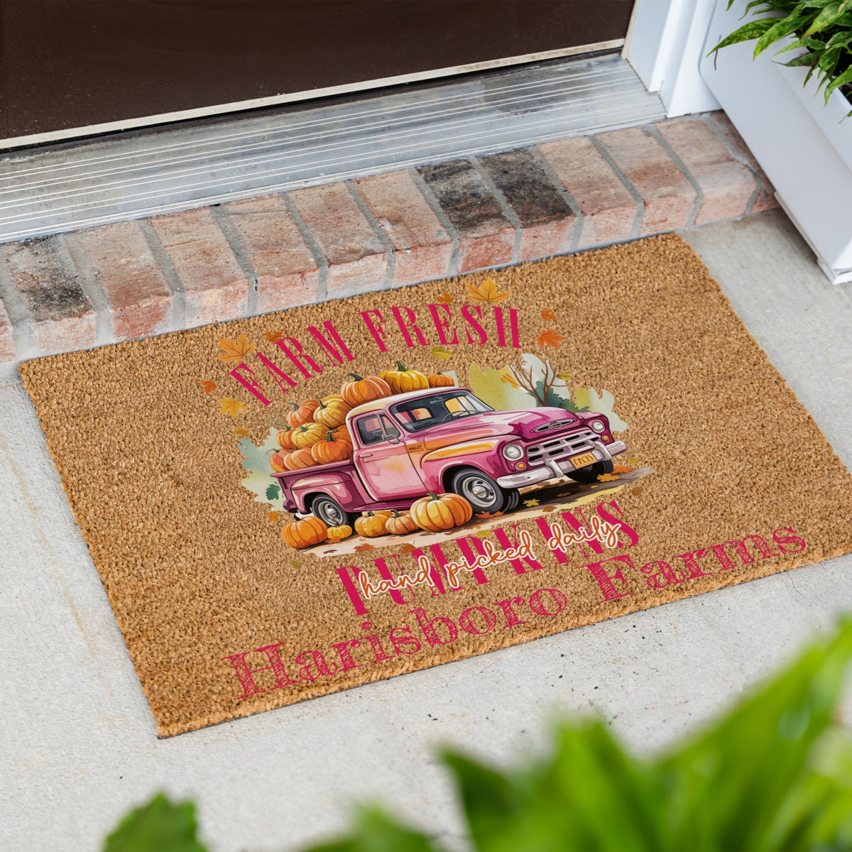 Farm Fresh Picked Pumpkin Name Doormat