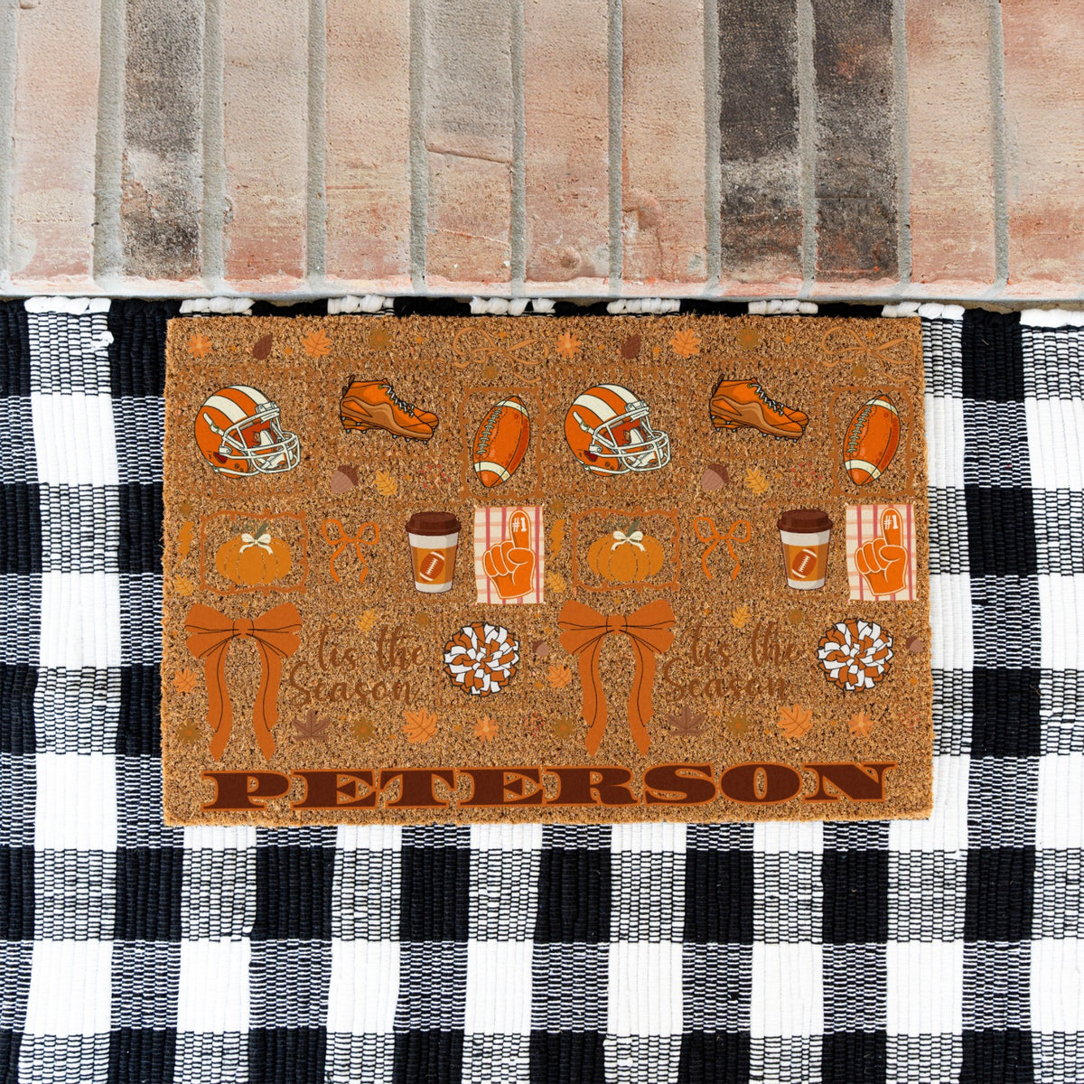 Fall Football Tis The Season Name UV Printed Doormat