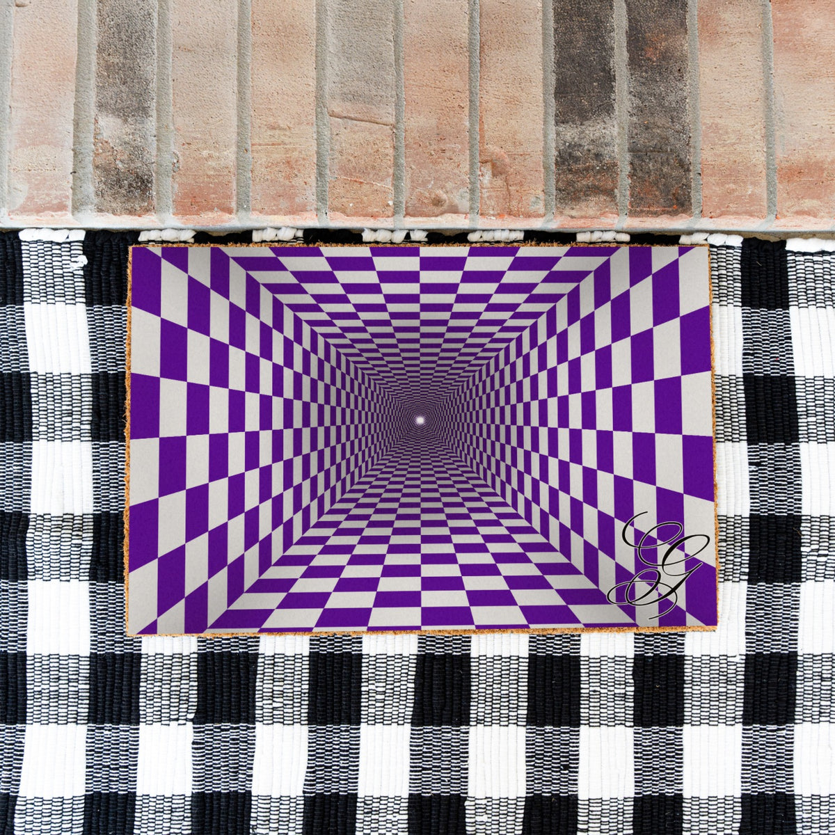 Optical Hole Initial Doormat - UV Printed