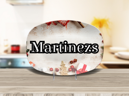 Christmas Wood Look Name Platter