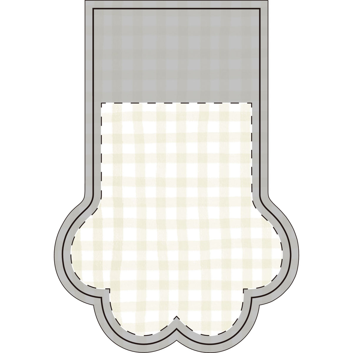 Beige Plaid Santa Pet Photo Name Stocking (Paw)