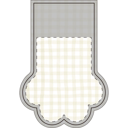 Beige Plaid Santa Pet Photo Name Stocking (Paw)
