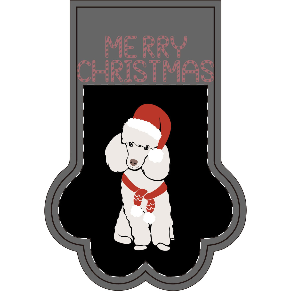 Black Santa Pet Photo Name Christmas Stocking (Paw)