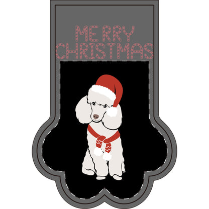 Black Santa Pet Photo Name Christmas Stocking (Paw)