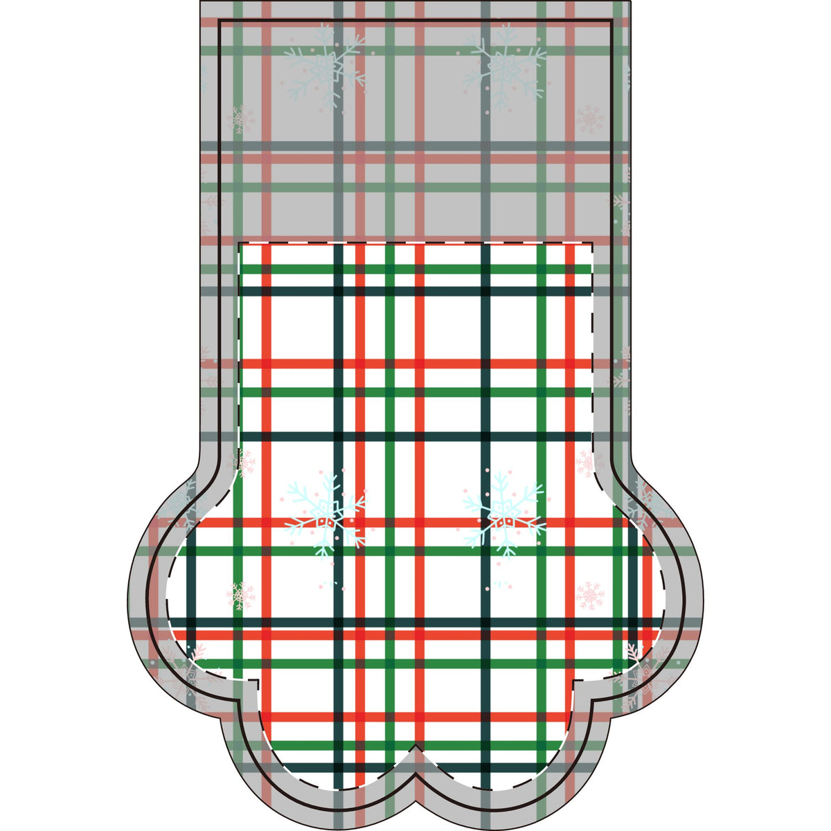 Plaid Snowflakes Santa Pet Photo Name Christmas Stocking (Paw)
