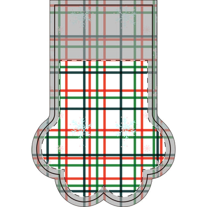 Plaid Snowflakes Santa Pet Photo Name Christmas Stocking (Paw)