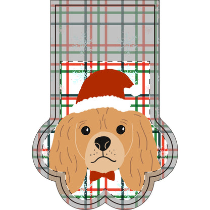 Plaid Snowflakes Santa Pet Photo Name Christmas Stocking (Paw)