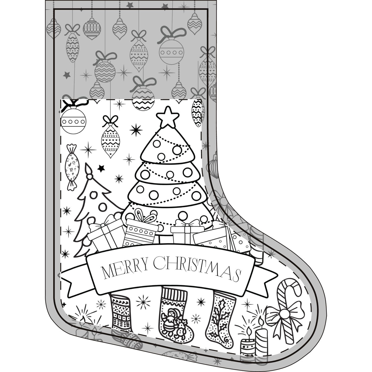 Color-in Christmas stocking, kids coloring activity stocking with name