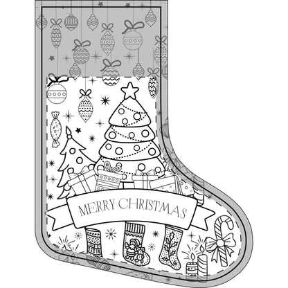 Color-in Christmas stocking, kids coloring activity stocking with name