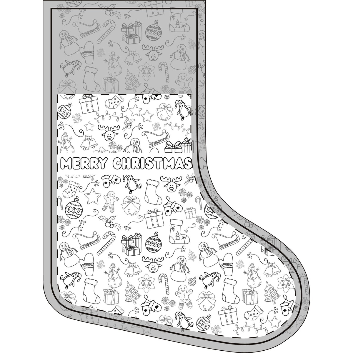 Color-in Christmas stocking, kids coloring activity stocking with name - view 2